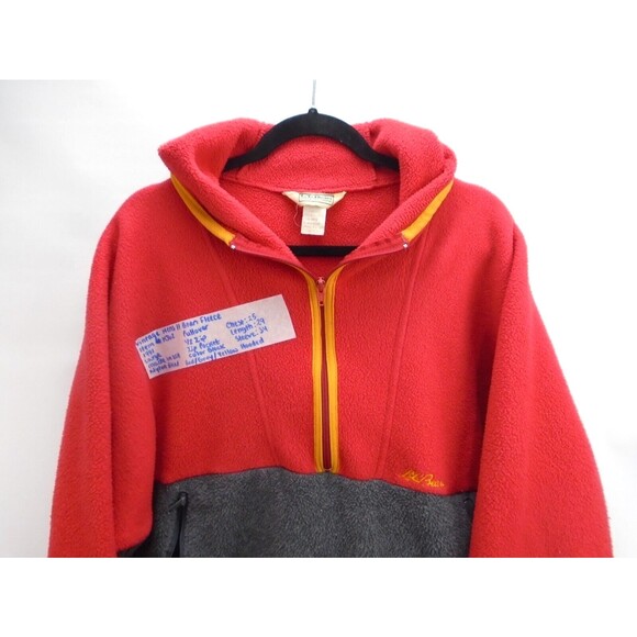 LL Bean Vintage 1991 Fleece Hoodie Mens Size L Pullover 1/2 Zip Made in USA - Picture 2 of 10